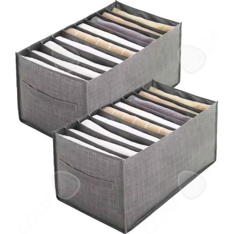 C Boîte de rangement de tiroir 2PCS 44x25x22cm organisateur tiroir vetement organisateur de tiroir en tissu boite jeans chemises (1/4)