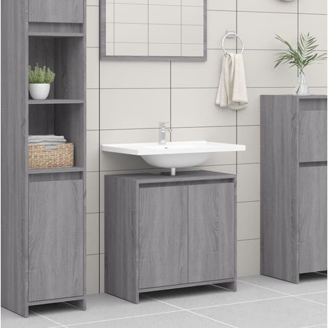 Armoire de bain, Meuble de Salle de Bain, Meuble de Rangement Sonoma gris 60x33x61 cm Bois d'ingénierie HYB79924 (1/5)
