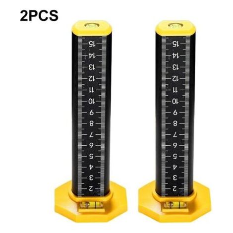 Ensemble de 2 règles magnétiques de hauteur – Outil de mesure en alliage d'aluminium pour le travail du bois, la pose de revêtements de sol et de carrelage (jaune et noir) (1/4)