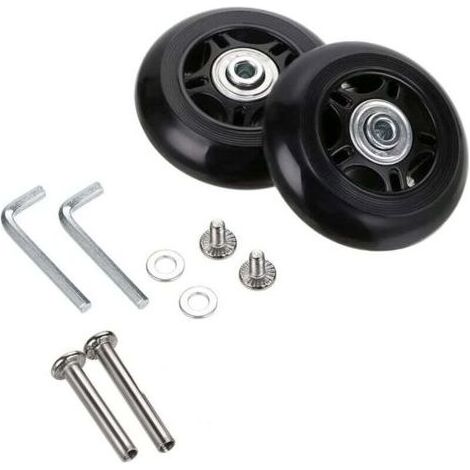 Lot de 2 roulettes de rechange pour valises 70 x 24 mm, kits de réparation de roues de valise, clés et vis d'axe pour sac à roulettes, patins à roues alignées et planche à roulettes (1/5)