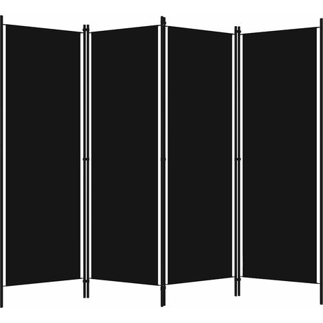 Paravent Cloison de séparation 4 panneaux, Pour Jardin, Balcon, Terrasse Noir 200x180 cm OIB5450E
