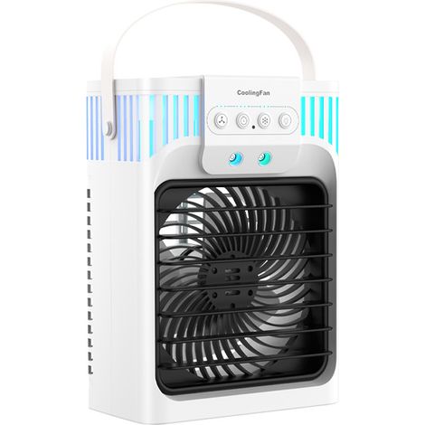 Climatiseur portable 4 en 1, rafraîchisseur d'air personnel par évaporation, avec télécommande, 3 vitesses, minuterie de 2 à 8 heures et mini ventilateur. Idéal pour les chambres, les bureaux et les m (1/5)