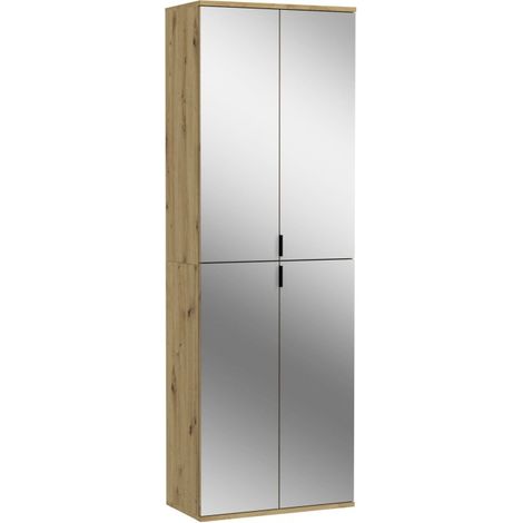 Schrank mit 4 Türen und Spiegeln – Helles Eichenholz – BODITE