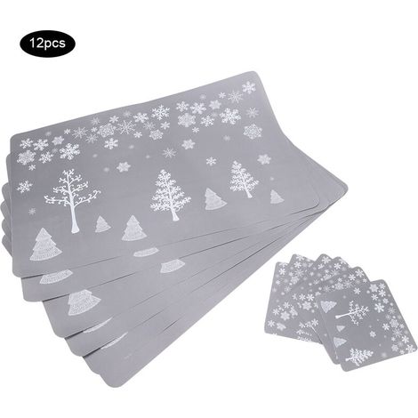 Jeffergarden Tapis de tasse de thé imprimé de nol, 12 pièces, sous-verres, théière, Placement, tapis de Table, décoration
