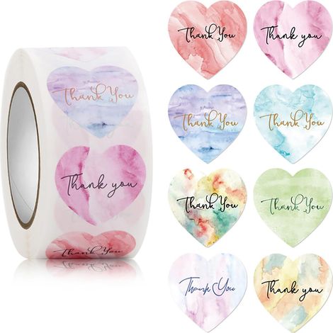 CCYKXA Pack of 500 self-adhesive heart-shaped labels, 25 mm, for envelopes, cards, weddings, Valentine's Day (1/5)
