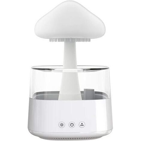 Humidificateur en Forme de Nuage de Pluie, diffuseur d'huiles essentielles, Jolie veilleuse en Forme de Champignon avec 7 Couleurs changeantes, Fontaine de Bureau, Goutte d'eau sonore pour (Blanc) (1/5)