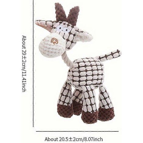 Peluche para perros con forma de jirafa, tejido de punto resistente a las mordeduras con chirriador de perdigones, juguete para la limpieza dental de perros pequeños y medianos. (1/5)