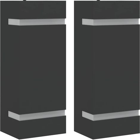 Appliques murales d'extérieur 2 pcs noir acier inoxydable (1/5)