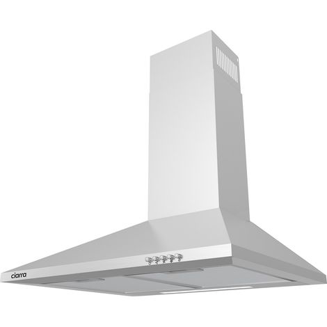 CIARRA Hotte Décorative Murale 60cm Hotte  3 Vitesses 370m3h Recyclage ou Evacuation Filtre au Charbon NON INCLUS