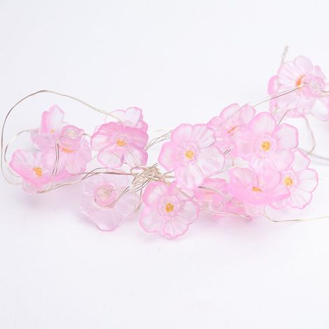 1 guirlande lumineuse fleurs, 6 m, 40 LED, 8 modes, boîtier étanche avec télécommande, fil de cuivre, pile incluse