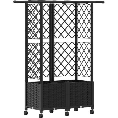 vidaXL Cama elevada con trellis y techo Negro 124 x 40 x 142 cm PP (1/2)