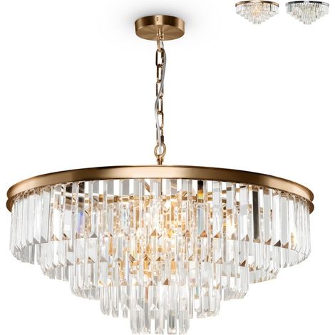 Lampadario classico in vetro trasparente e cristallo. (1/5)