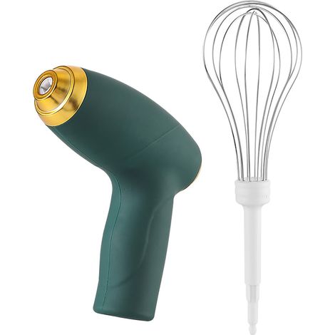 Batteur Électrique Sans Fil - 3 Vitesses - Pour Crème Pâtissière Gâteaux Boulangerie Maison - Rechargeable USB - Vert (1/3)