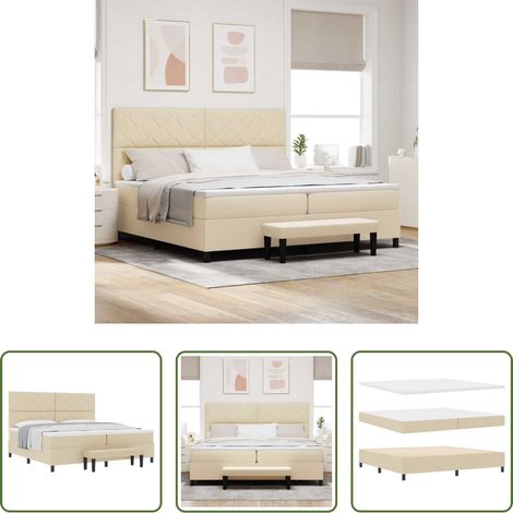 vidaXL Stoffbett - Boxspringbett mit Matratze Creme 200 x 200 cm Stoff (1/5)