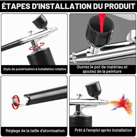 Airbrush Kit with Compressor, Airbrush Gun + Cleaning Accessories for Makeup, Nail Design, Cake Decoration and Painting (1/4)