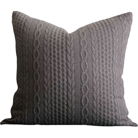 Set di 2 moderne e morbidissime fodere per cuscini, ideali per divano, camera da letto e auto, 45x45 cm, grigie con motivo in rilievo. (1/5)