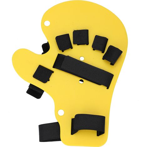 Attelle de doigt extensible pour rééducation post-AVC, orthèse de main jaune pour entraînement (1/5)