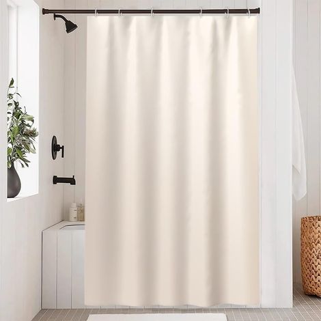 1 Rideau Douche, Tissu Polyester Imperméable, Motif Dégradé Gris Beige, Anti Moisissure, Pour Salle de Bain