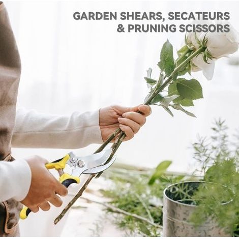1PcsSecateur de Jardin, Sécateur Ciseaux de Jardin , Coupe Branche, Pour Branches et Rameaux Frais, Revêtement Antiadhésif, Acier inoxydable, Professionnel, Solid, Jaune (1/4)