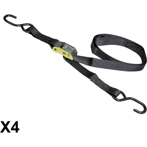 Set di 4 cinghie di trasporto Biketec, 25 mm x 2 m, portata fino a 200 kg, 4 cinghie, nere. (1/2)