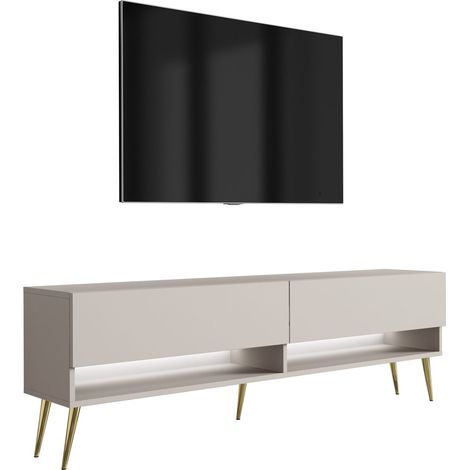 Meuble vasque, Chêne Craft, 60 × 57 × 46 cm, poignée dorée + Plan de travail (1/5)