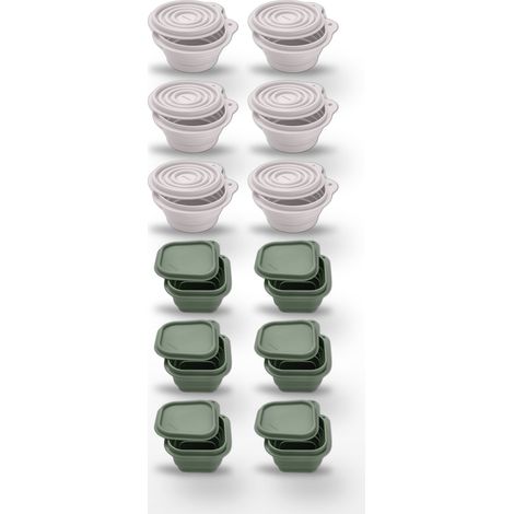 Lot de 12 Boîtes à Snacks Pliables en Silicone Fackelmann Storage Blanc et Vert (1/5)