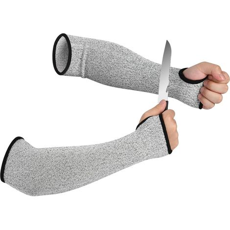 2 pièces protège-bras anti-coupure peau fine contusions, manchettes chaleur trou pouce cuisine jardinage 35CM (1/5)