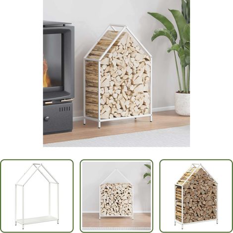 vidaXL Rangement bois - Portant de bois chauffage blanc 60x25x90 cm (1/5)