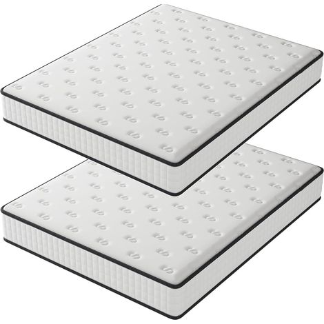 DEWINNER Matelas Lot 2 140x190x16cm, Matelas en Mousse à Mémoire de Forme, Haute Densité, Fermeté Moyenne, Épaisseur 16cm, Hypoallergénique, 7 Zones, Réversible à Deux Faces Utilisables 2pcs