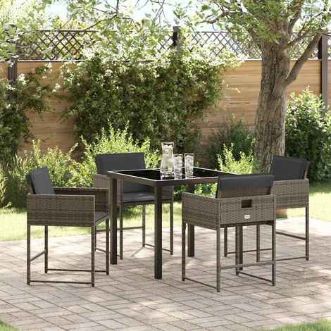 Ensemble de salle à manger pour jardin 5 pcs-Salon de jardin Gris polyrotin 766042 (1/5)
