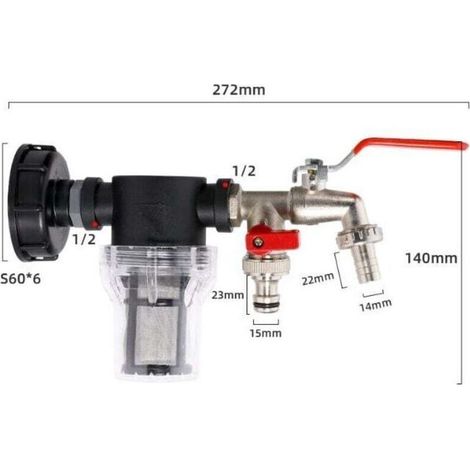 Adaptateur robinet de cuve IBC (2 vannes de sortie indépendantes) avec filtre/IBC S60 x6 (1/3)