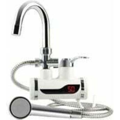 Rubinetto elettrico da 220 V con scaldabagno istantaneo e unità doccia, XU, display LCD della temperatura, acqua calda, per cucina --Crezuo