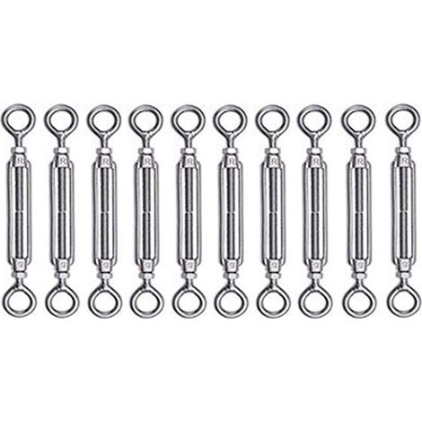 10 pièces M4 Tendeur Cable Tendeur Acier Inoxydable Réglable tendeurs à Lanterne Tendeur de Fil pour Corde Cable Fil à Linge Jardin Grillage (1/5)