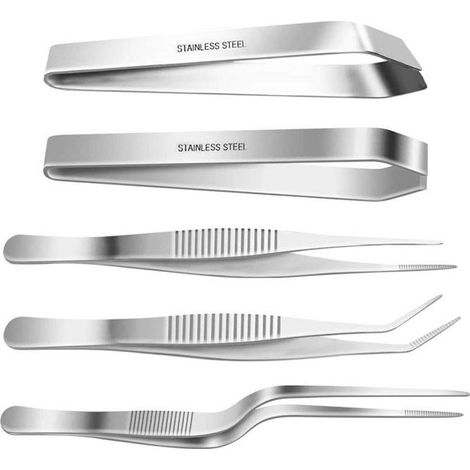 Lot de 5 pinces de cuisine en acier inoxydable, pinces à arêtes de poisson (1/5)