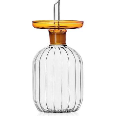 Ichendorf Milano Oliera Bassa con Tappo Ambra  Collezione Lotus  25 cl  Vetro Borosilicato  Fatto a Mano