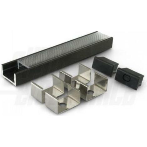 Alpha elettronica profilo in alluminio 2mt nero con copertura prismata jo380/084n-42k