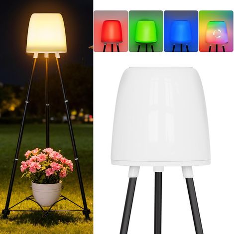 Lampadaire Solaire Exterieur RVB et Blanc Chaud, Étanche Lampe Exterieur sur Pied avec Capteur de Lumière et Trépied, Peut Contenir des Pots de Fleurs, pour Jardin, Cour, Chemin, Terrasse, Piscine (1/5)