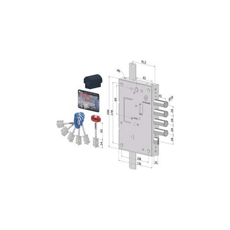 SERRATURA TRIPLICE APPLICARE PER PORTE BLINDATE D.MAPPA INT.28 240   (2401DCR0328S56)    SECUREMME