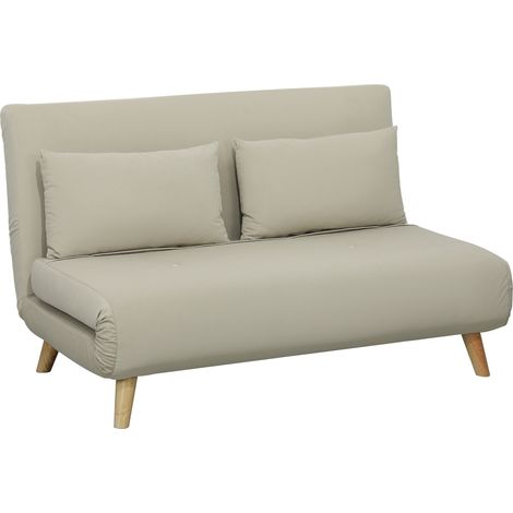 Schlafsofa Relaxsofa Sofa Couch, inkl. 2 Kissen, Samtoptik, 130 x 78 x 79 cm, Beige