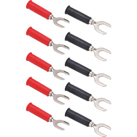 Lot de 10 borniers en forme de fourche/pelle, en laiton PVC, fiche banane de type Y de 8 mm/0,3 pouce, fiche banane de type U de 4 mm/0,2 pouce, 30 Vca-60 Vcc. (1/5)