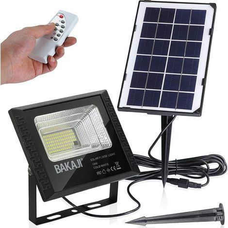 Faro LED 10W Pannello Solare Luce Esterno Alta Luminosita 200 lm + Telecomando (1/4)