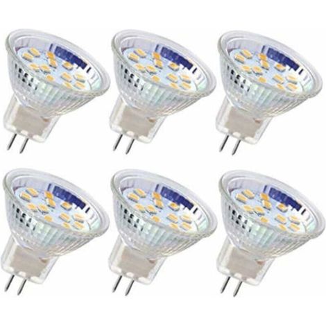 6 MR11 LED-Lampen, GU4-Projektorlampen, 3 W, 18 LEDs, entspricht 20 W Halogenlampe, nicht dimmbar, 12 V AC/DC LED-Lampen für Garten- und Wegebeleuchtung (Kaltweiß) - LIAIKI