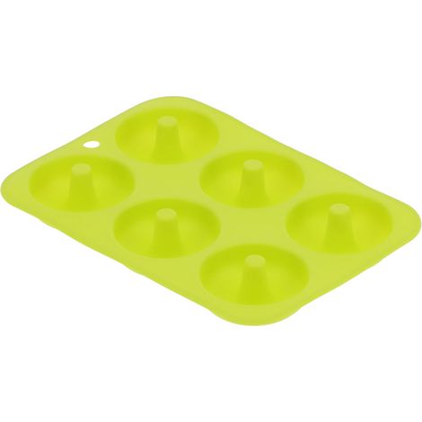 Moule à donuts à 6 compartiments en silicone, rond, pour gâteaux, chocolats et pains, accessoire de pâtisserie, vert (1/5)