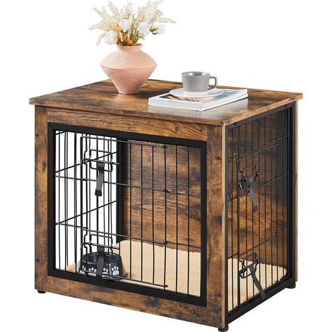 Yaheetech Cage pour Chien Intérieur Cage pour Animaux Maison pour Chien Niche en bois pour Animaux de Compagnie 69×51×61 cm Brun (1/5)