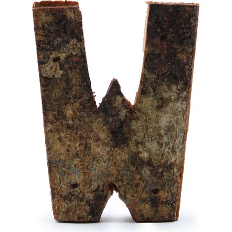 Lettre d'écorce rustique - "W" - 7 cm- Vendu par 1