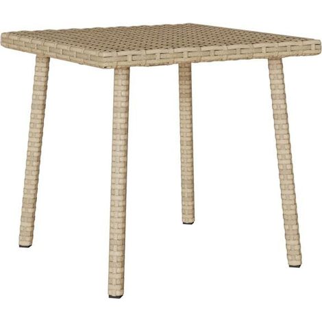 Table basse de jardin rectangulaire en rotin beige, 40 x 40 x 37 cm (1/5)