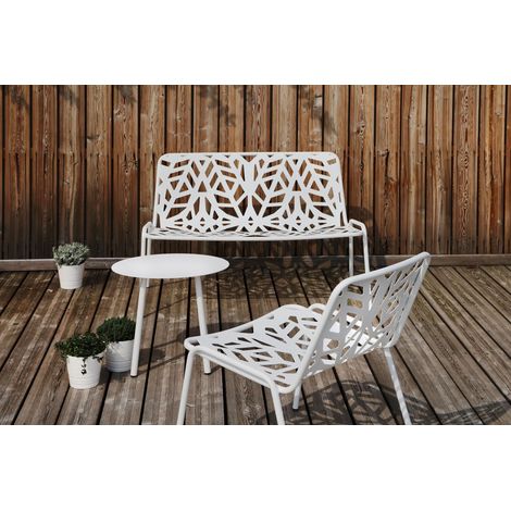 Fancy Relax Bianco sedia seduta giardino metallo acciaio interno esterno bar ristorante hotel mare made in Italy panchina (1/4)