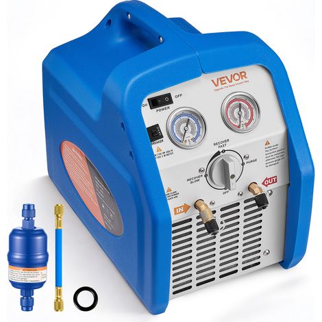 VEVOR Station de Recuperation Fluides Frigorigenes 3/4 HP, Recuperateur de Fluide Frigorigene Monocylindre, pour Refrigerant Liquide Vapeur CVC Climatisation Auto, Groupe de Recuperation Portable (1/5)
