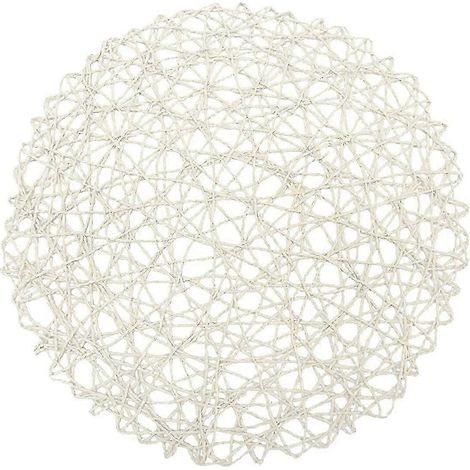 Sets de table ronds en fibres de papier tissées, tressés, décoratifs, naturels, pour fêtes et réceptions, lot de 38 cm (15 pouces). (1/5)