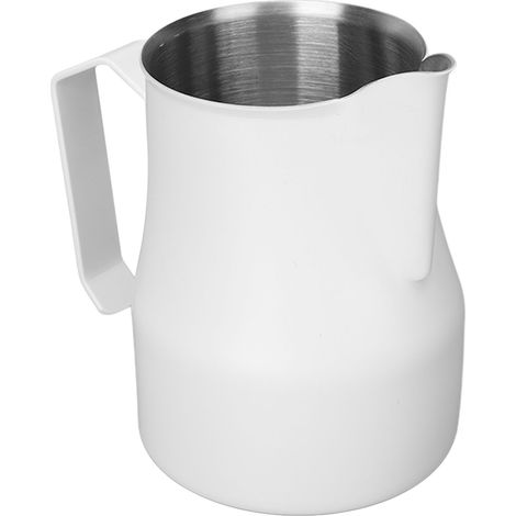Pichet à lait mousseur à café en acier inoxydable 304, 450 ml, blanc, avec sortie olécrâne. (1/5)